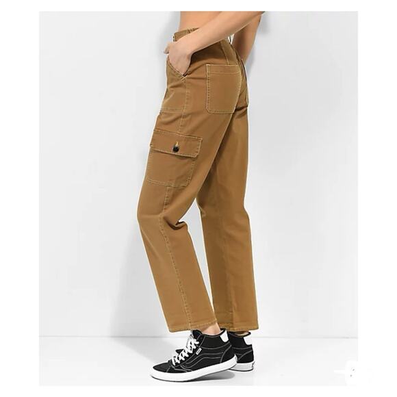 Empyre Womens Marlo Canvas Cargo Y2K Skater Pants - Bronze Brown, Jr. Size 13 - Picture 9 of 15
